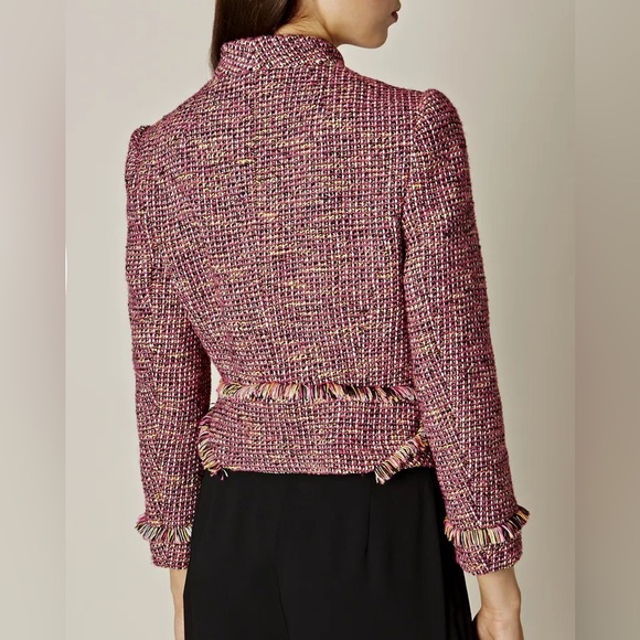 Karen Millen Pink Fringe Tweed Blazer Jacket - Picture 3 of 16